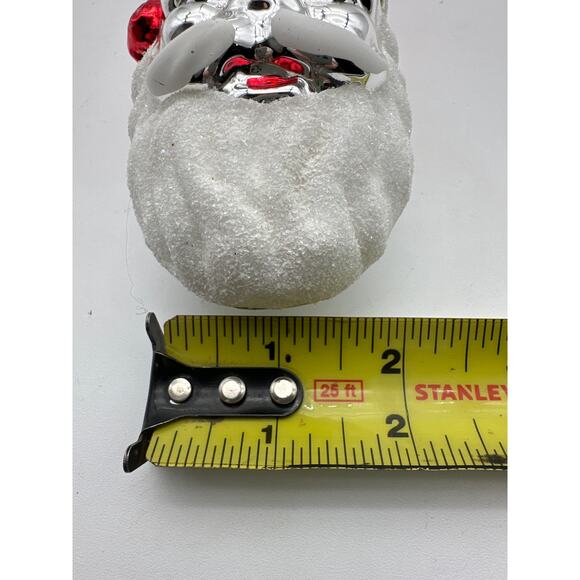 Vintage Mercury Glass Santa Claus Christmas Ornament Mica Red Silver White 4" - Picture 8 of 8